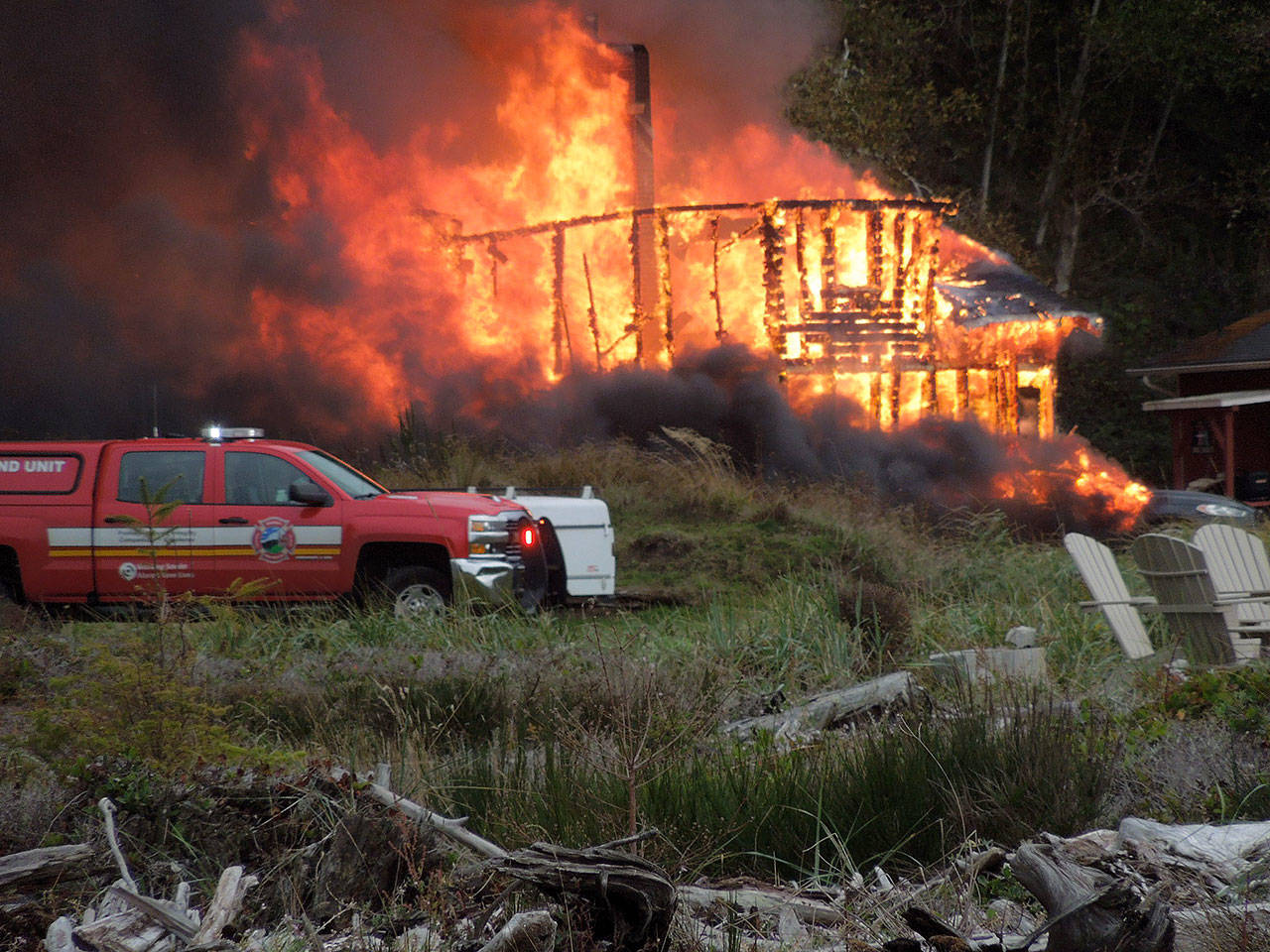 Provided photo by Thomas Markley                                A man died from injuries sustained in a residential fire Friday in Greenbank.