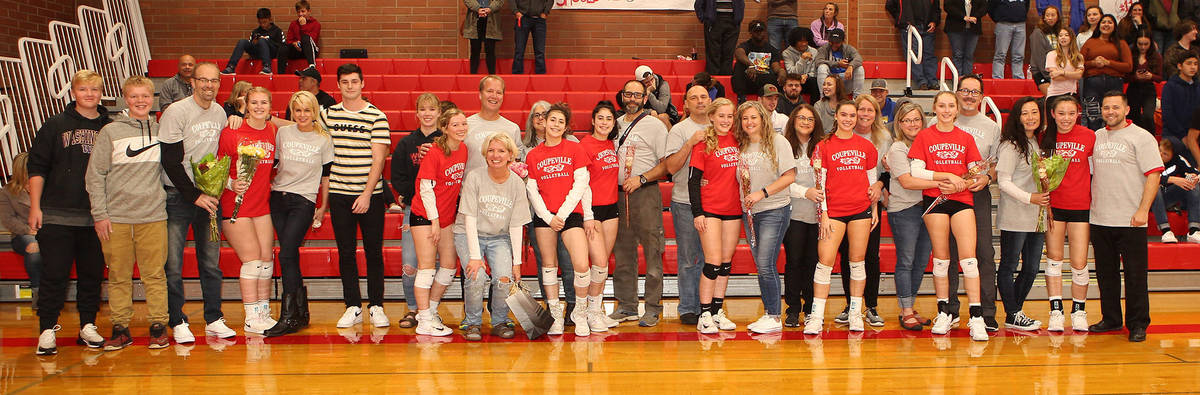 The Coupeville seniors are joined by their families during the Senior Night activities.(Photo by John Fisken)