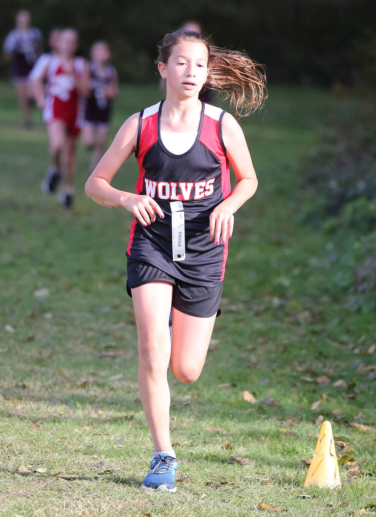 Ayden Wyman paced the Coupeville girls by taking 16th in the middle school league championship race. (Photo by John Fisken)