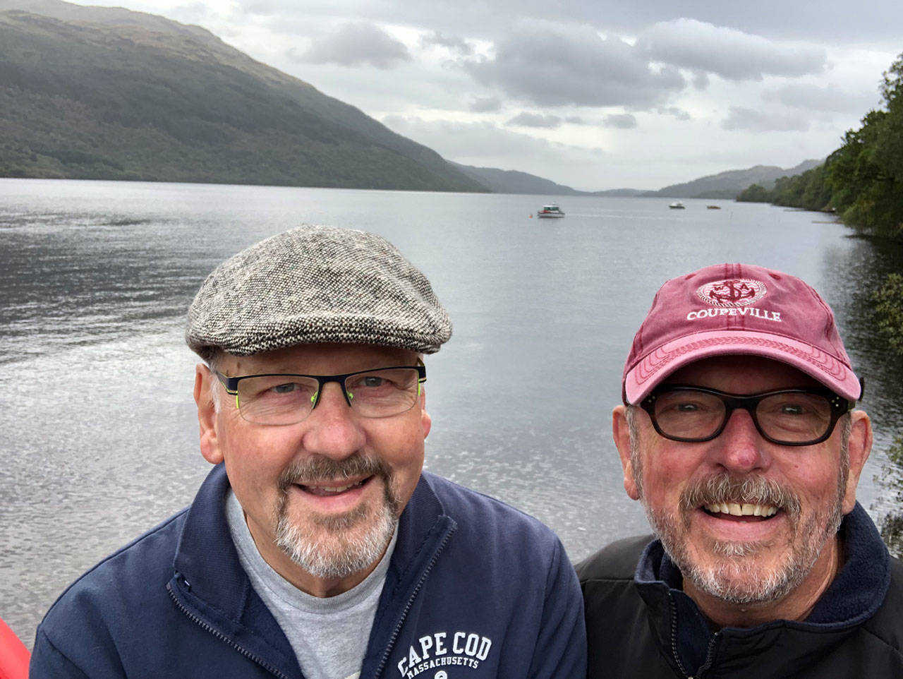 Harry Anderson, left, and his husband Terry Bible during their vacation at Loch Lomond in Scotland in September. Photo provided