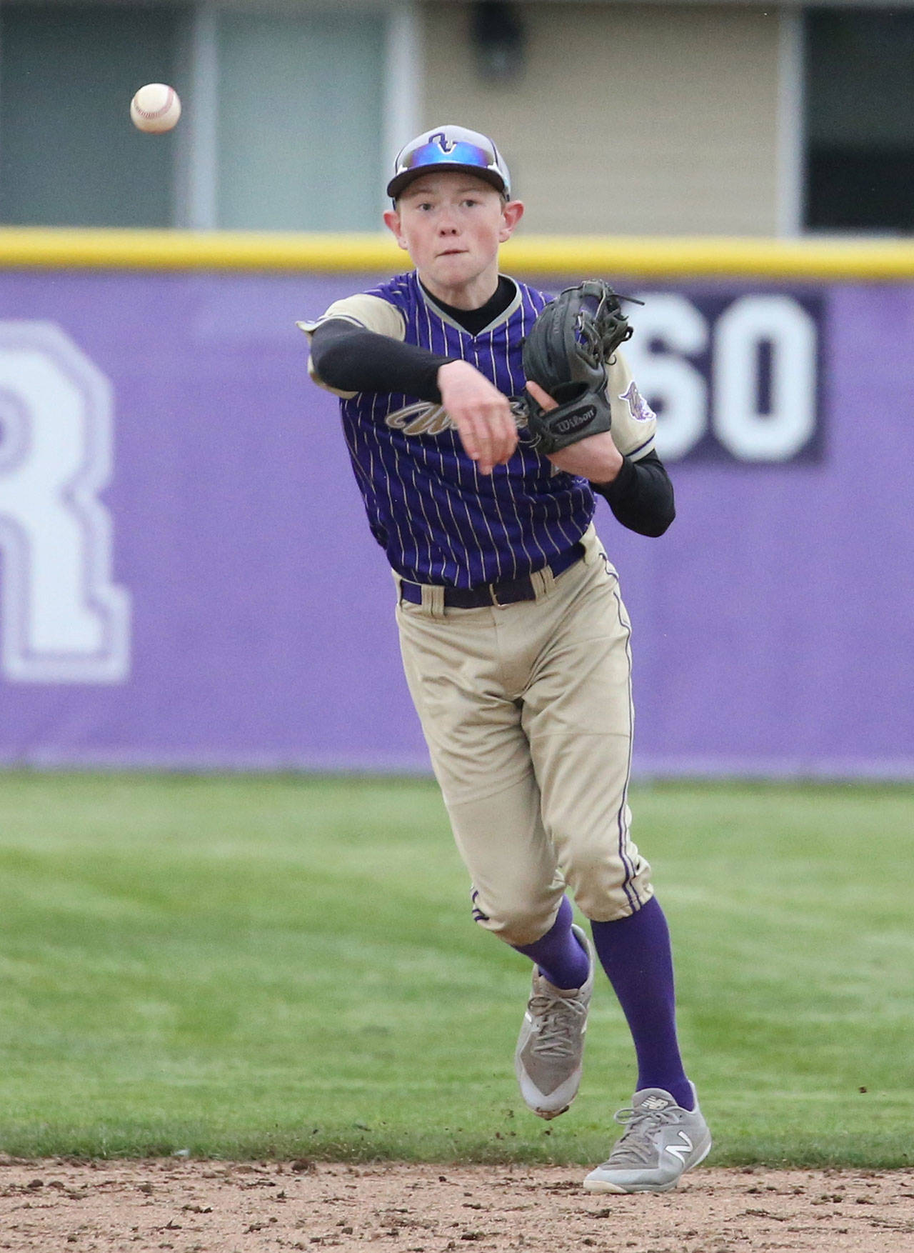 Oak Harbors Noah Meffert, a second-team, all-league infielder in 2019, returns to anchor the Wildcat defense. (Photo by John Fisken)