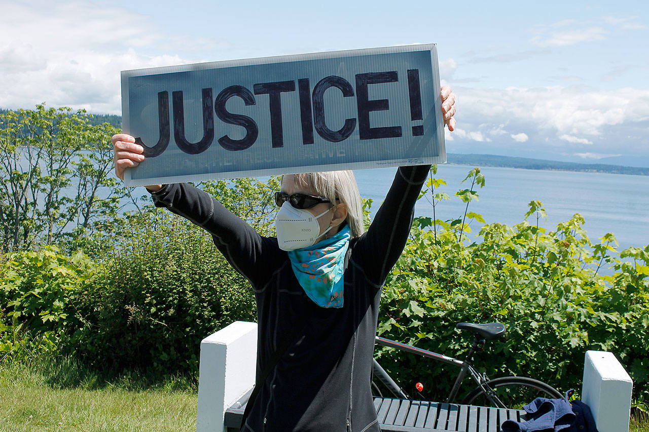 Photo by Kira Erickson/Whidbey News Group                                South Whidbey resident Merran Gray believes weekly protests like the ones in Langley by POWER can help raise awareness and generate change in small communities.
