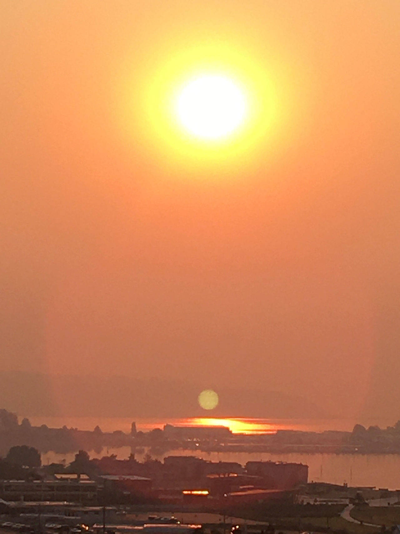 A haze caused by wildfire smoke hangs over Oak Harbor earlier this week. Photo by Jim Waller/Whidbey News-Times.