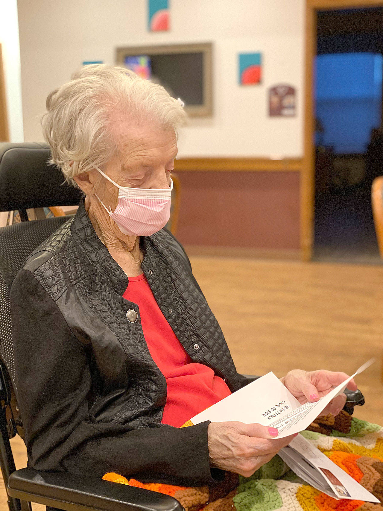 Navy aircrewman Mackenzie Ball is writing and collecting letters to send to residents at HomePlace at Oak Harbor Memory Care like Dottie Luce, many of whom have not had visitors for months. Photo courtesy of HomePlace at Oak Harbor Memory Care