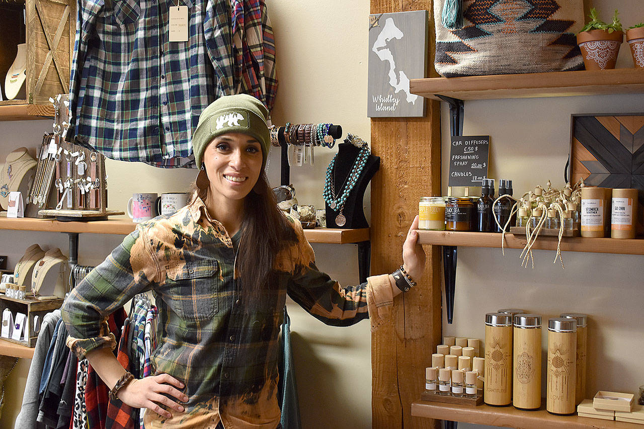Photo by Emily Gilbert/Whidbey News-Times
Juliana Uluave-Gould’s business, PNW Vibes Market, offers a selection of gifts and home goods from local Pacific Northwest creators in downtown Oak Harbor.