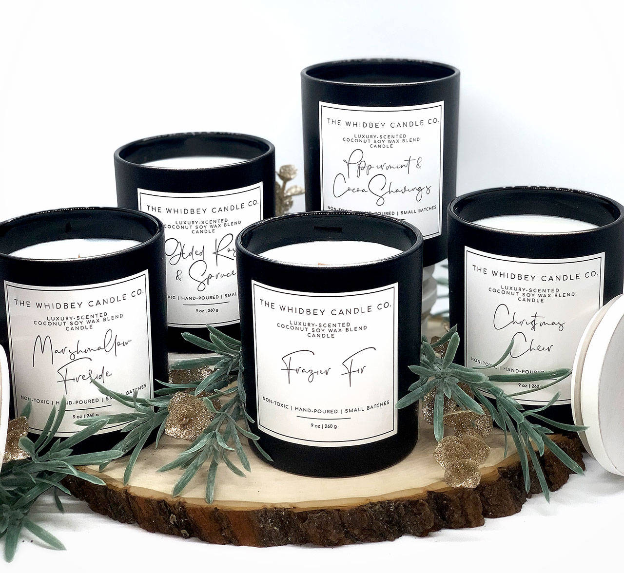 Taylor Horton’s small-batch candles use natural ingredients that the new mother said she is comfortable using around her newborn. Photo provided.
