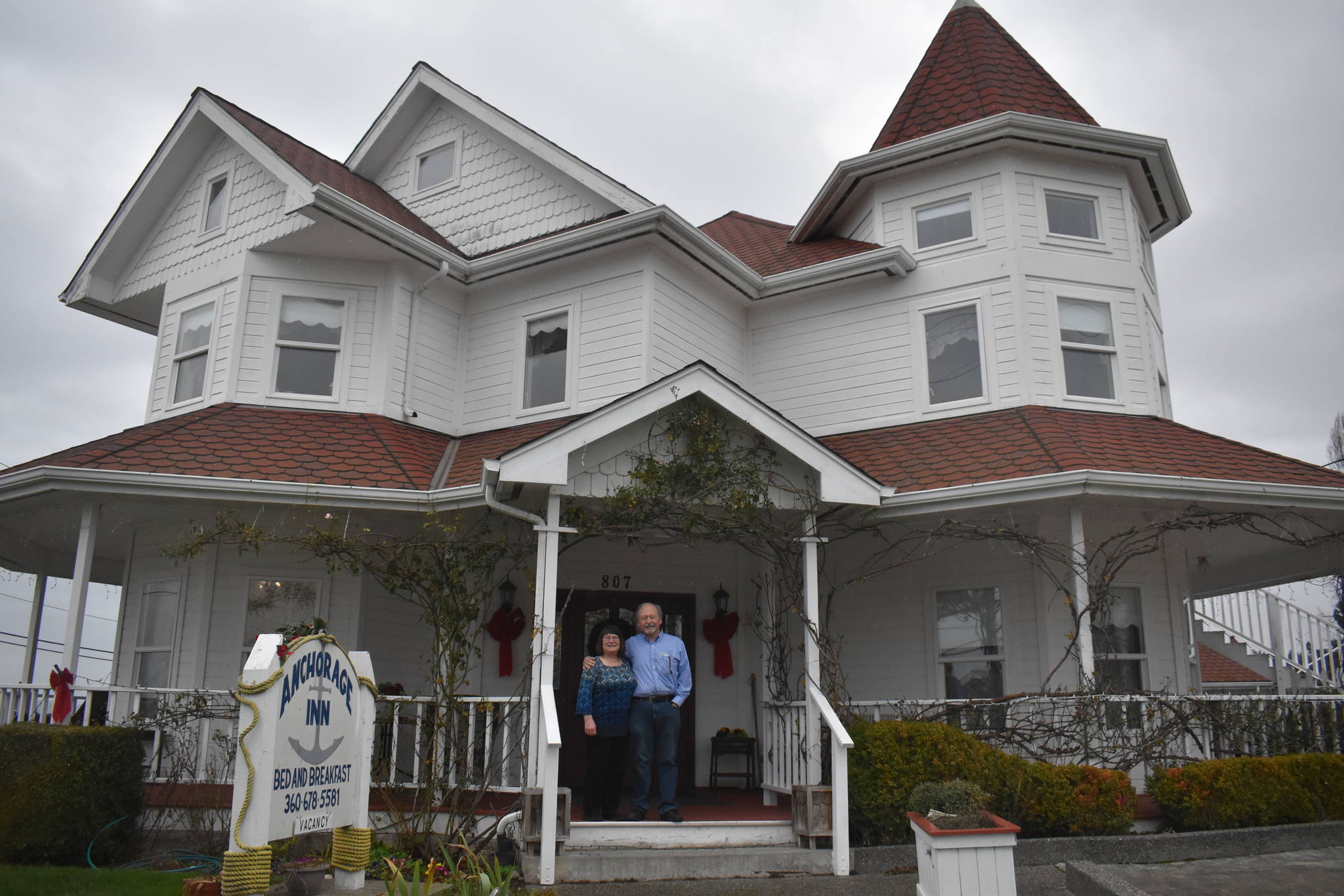 Dianne and Dave Binder, owners of the Anchorage Inn in Coupeville, said they are ready to retire and have listed the large Victorian for sale. Photo by Emily Gilbert/Whidbey News-Times