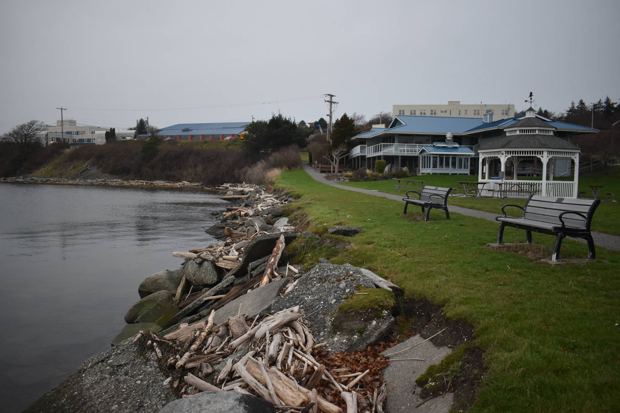 One of the shoreline restoration plans includes a pocket beach at Catalina Park in Oak Harbor, and the gazebo would need to be relocated. Photo by Emily Gilbert/Whidbey News-Times