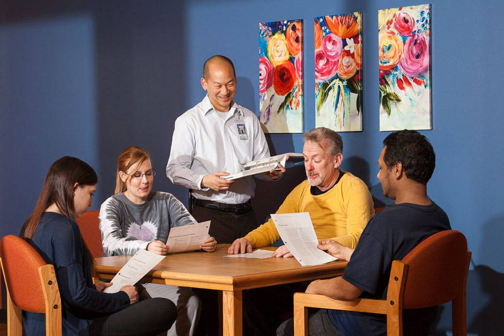 If you or someone you love needs help, Smokey Point Behavioral Hospital offers a continuum of care — everything from 24 hour inpatient programs to intensive outpatient programs that fit around your career and family obligations. Assessments are free and available 24 hours a day, seven days a week. Call 844-202-5555 to speak with intake staff. (Photo taken before COVID-19).