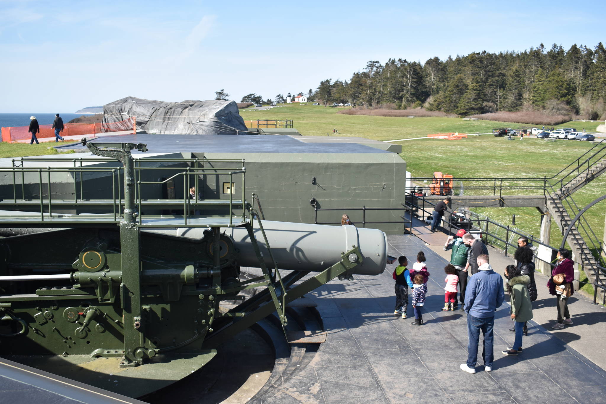 Photo by Emily Gilbert/Whidbey News-Times
David Anderson, a volunteer at Fort Casey Historical State Park, explains the significance of the “big guns” to park visitors.
