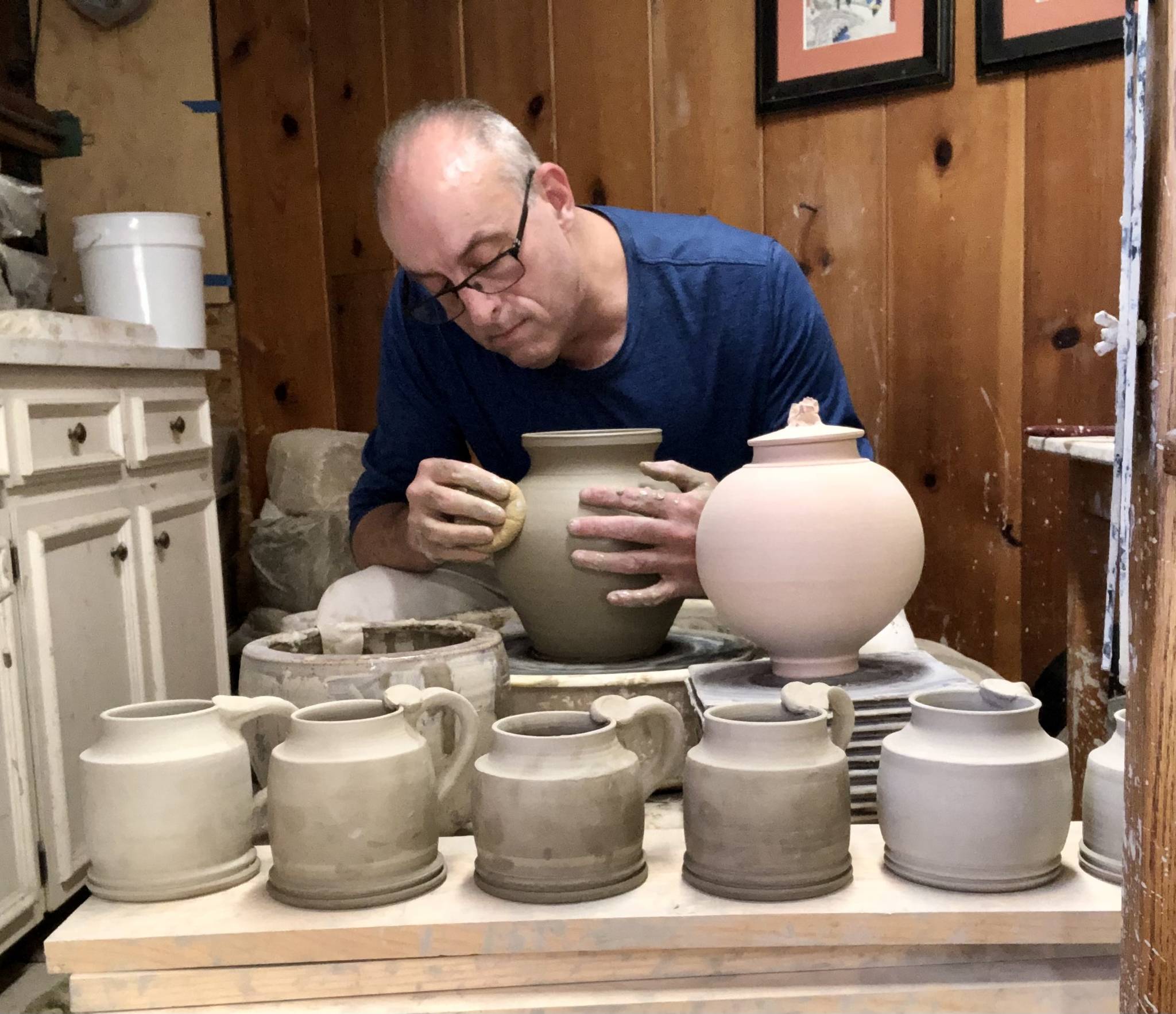 New member Charles LaFond works on a pottery creation at Freeland Art Studios. (Photos provided)