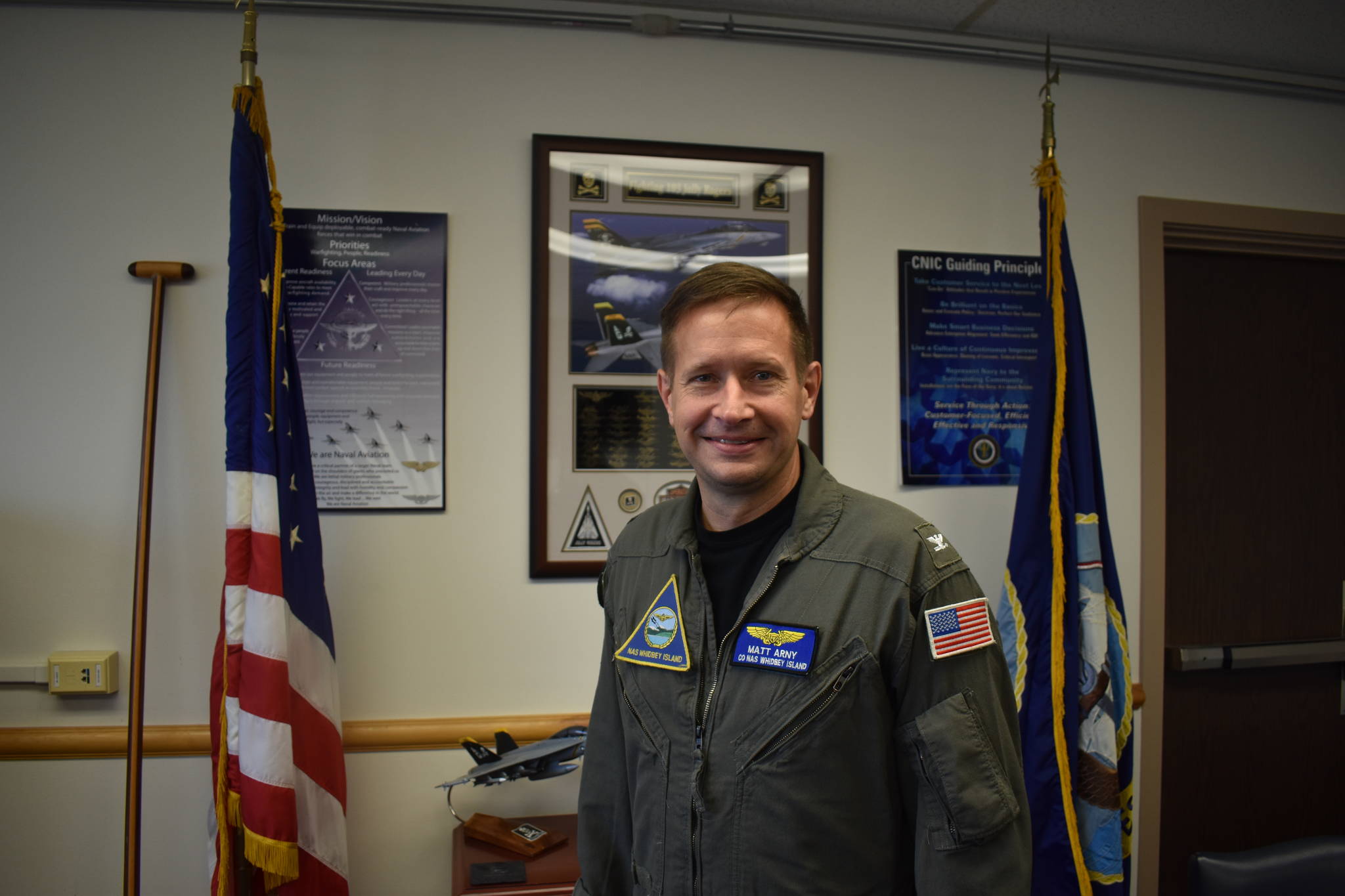 Capt. Matthew Arny, commander of Naval Air Station Whidbey Island since 2018, will retire July 9 after a 33-year career in the U.S. Navy. Photo by Emily Gilbert/Whidbey News-Times