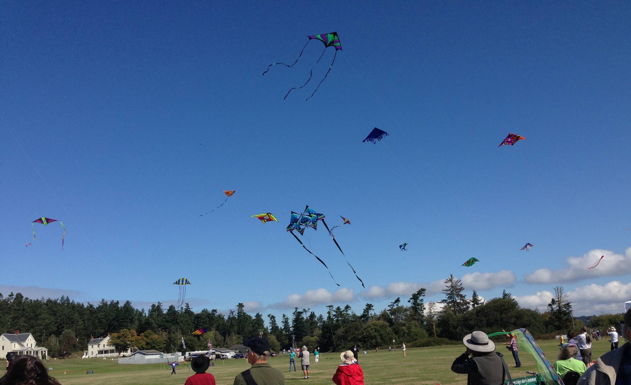Kite fliers gather for the Whidbey Island Kite Festival in 2019. The Festival is one of many end-of-summer events happening on Whidbey Island. (Photo courtesy of Whidbey Island Kite Festival)