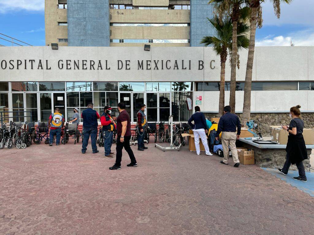 Photo provided by Ted Mihok 
Volunteers from Lions Clubs in Washington, California and Mexicali, Mexico unload donated medical supplies at the general hospital in Mexicali, Mexico.