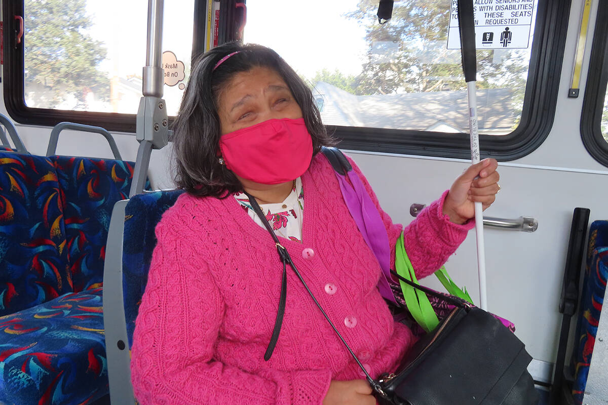 Mira has been blind since infancy, and uses Island Transit’s fixed-route and paratransit bus services.