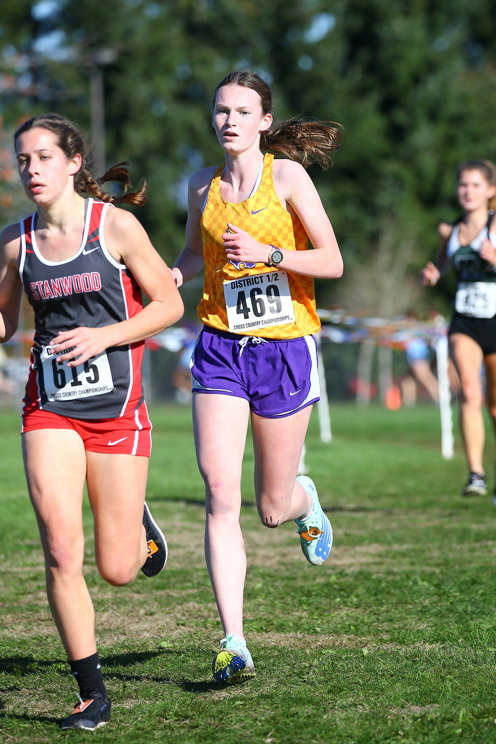Sophomore Carly Vangiesen placed 13th at the district cross country meet Saturday. (Photo by John Fisken)