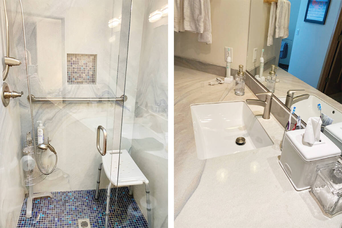 Sine White worked with Granite Transformations on a special surprise for her mom – a beautiful renovation that would let her navigate her bathroom more safely and easily.