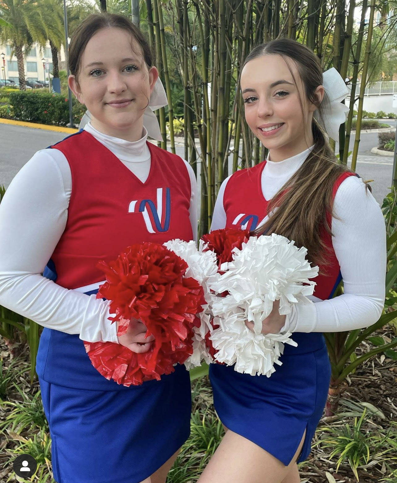 Photo provided
Cassidy Gore, left, and Ava Vallencourt get ready for their pregame performance at the Citrus Bowl.