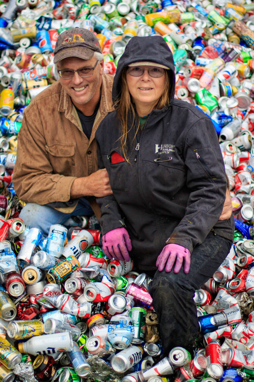 Photo by Dave Welton
Dave and Jill Campbell, photographed here in 2016, recently called it quits at Island Recycling, the business they have run and owned together since 1990. Dave started the business in 1979.