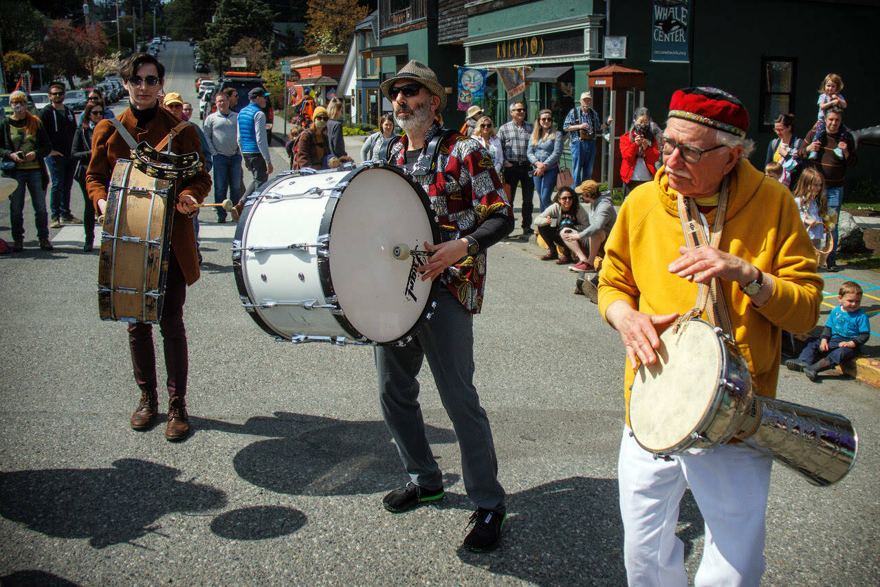 A plethora of instruments, including several drums, were pounded during the parade.