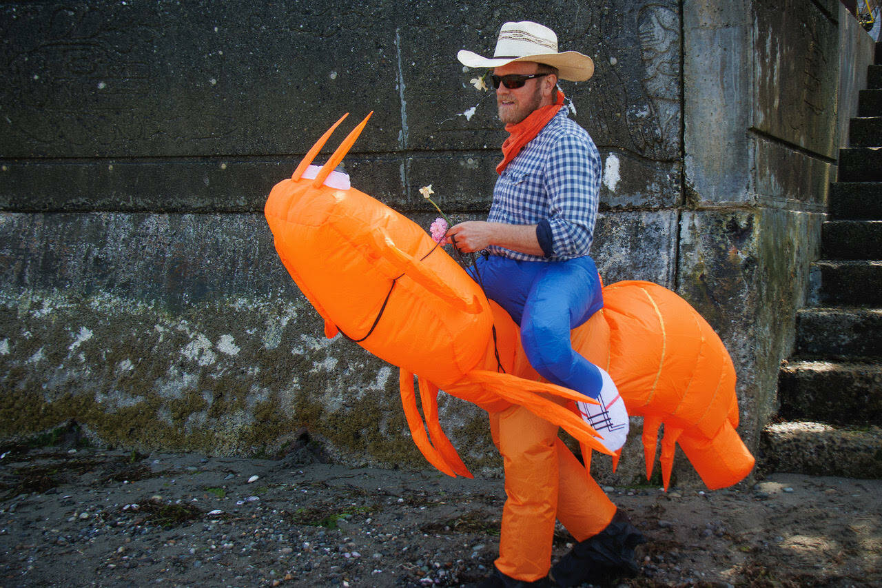 Jake Stewart donned a cowboy shrimp costume at the parade. He was accompanied by his wife, Aja, who dressed as a mermaid and his two daughters River and Rainey, who dressed as a mermaid and a dolphin.