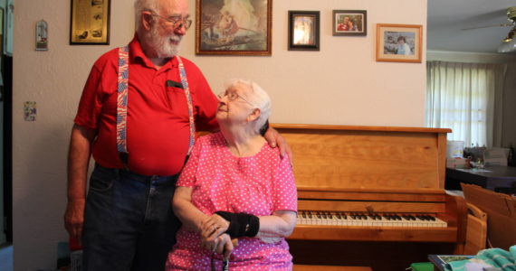 Dennis and Virginia have enjoyed nearly 50 years of music with the piano Dennis built. The instrument will stay in the family with the couple’s daughter, Gail. (Photo by Karina Andrew / Whidbey News-Times)
