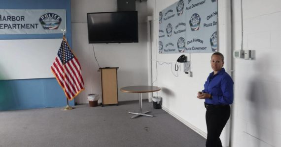 Detective Sgt. Jennifer Gravel stands in the room where most of the Citizen Academy will take place. (photo by Rachel Rosen/Whidbey News-Times).