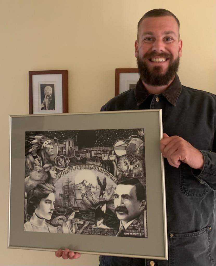 Photo provided
Zachary Newton used a ballpoint pen to create this drawing of Langley, a reprint of which can currently be viewed at the Braeburn Restaurant.
