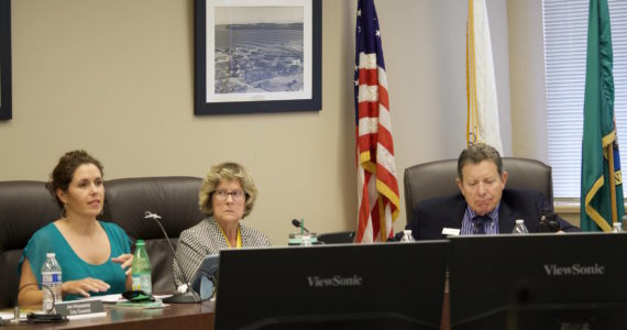Tara Hizon (left) was voted to replace Munns as the mayor pro tem at Wednesday's city council meeting. (Photo by Rachel Rosen/Whidbey News-Times)