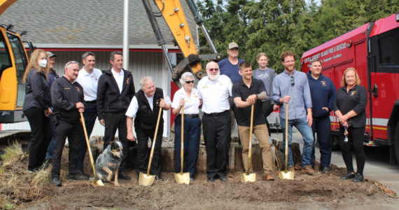 Central Whidbey Island Fire and Rescue stakeholders break ground for a new fire station Sept. 1. (Photo by Karina Andrew/Whidbey News-Times)