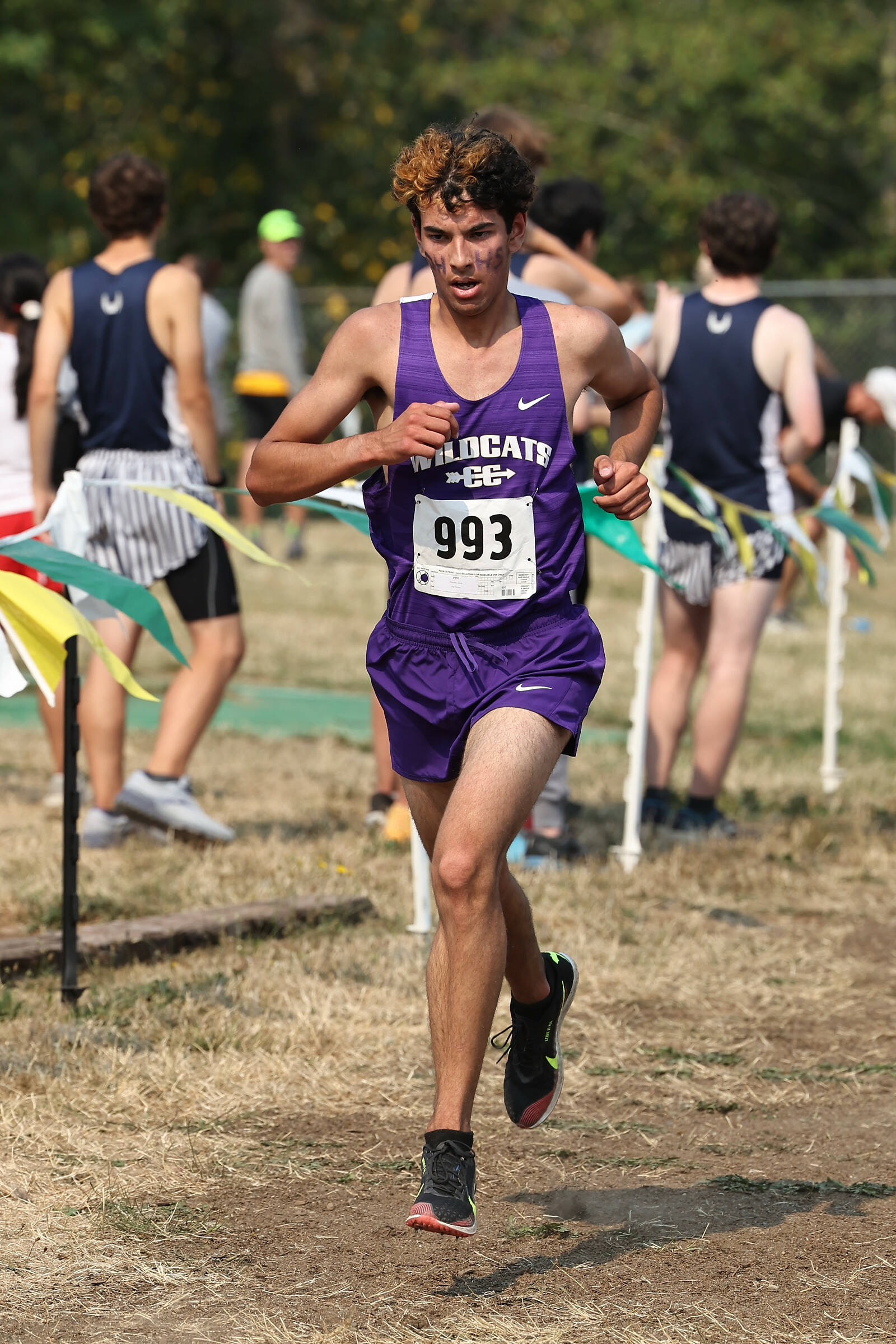 Photo by John Fisken
Oak Harbor High School runner Jacob Pearson finished eighth overall in the 2 Miles Senior boys cross country race on Sept. 10 at the Sehome Invite at Bellingham’s Civic Stadium. All three Whidbey Island schools participated. His time of 10:35.72.