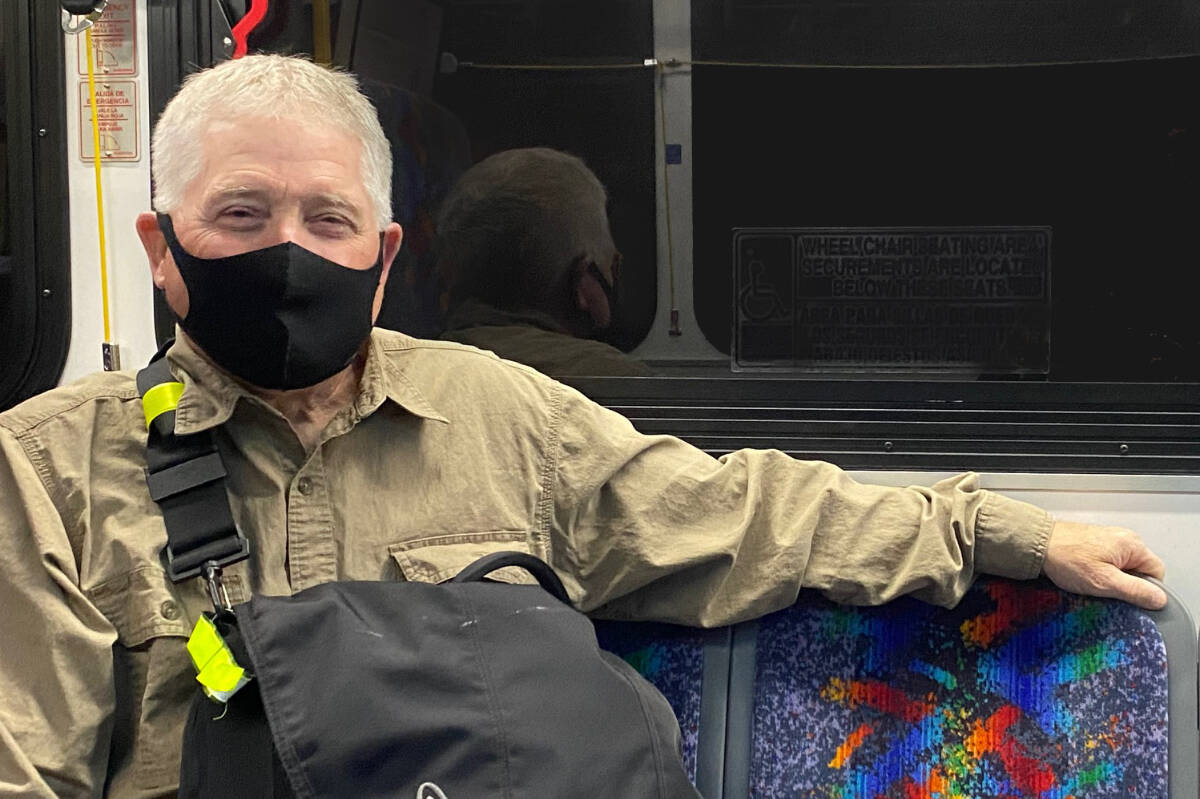 Over three decades, Doug has saved a lot of gas, money, and reduced his carbon footprint considerably by taking Island Transit. Photo courtesy Island Transit