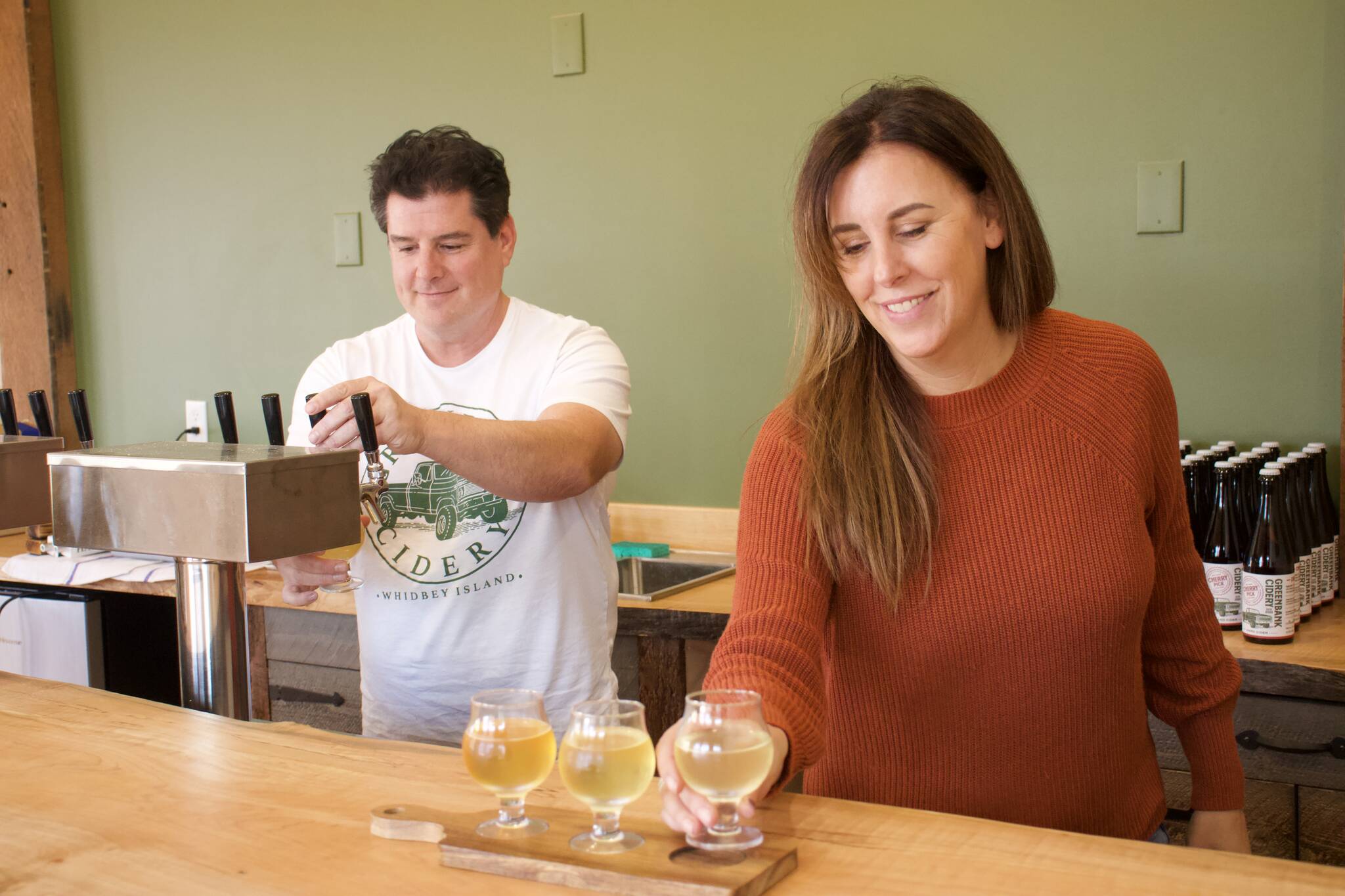 Photo by Rachel Rosen/Whidbey News-Times
Jeff Stoner and Kim Taylor co-own Greenbank Cidery which recently opened a tasting a room in Coupeville.