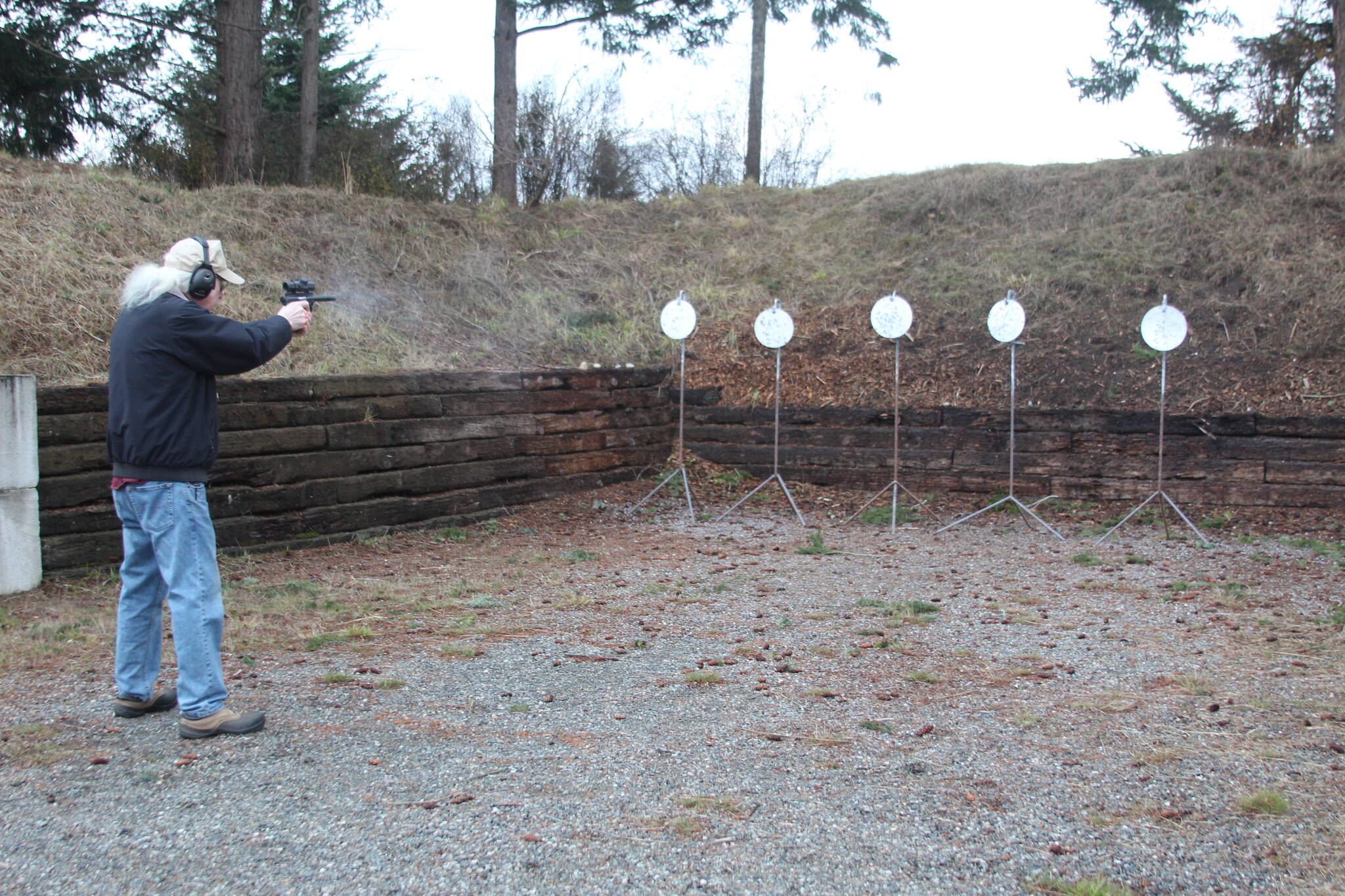 Photo by Karina Andrew/Whidbey News-Times
Al Lindell takes a few practice shots at the Central Whidbey Sportsmen’s Association in Coupeville.