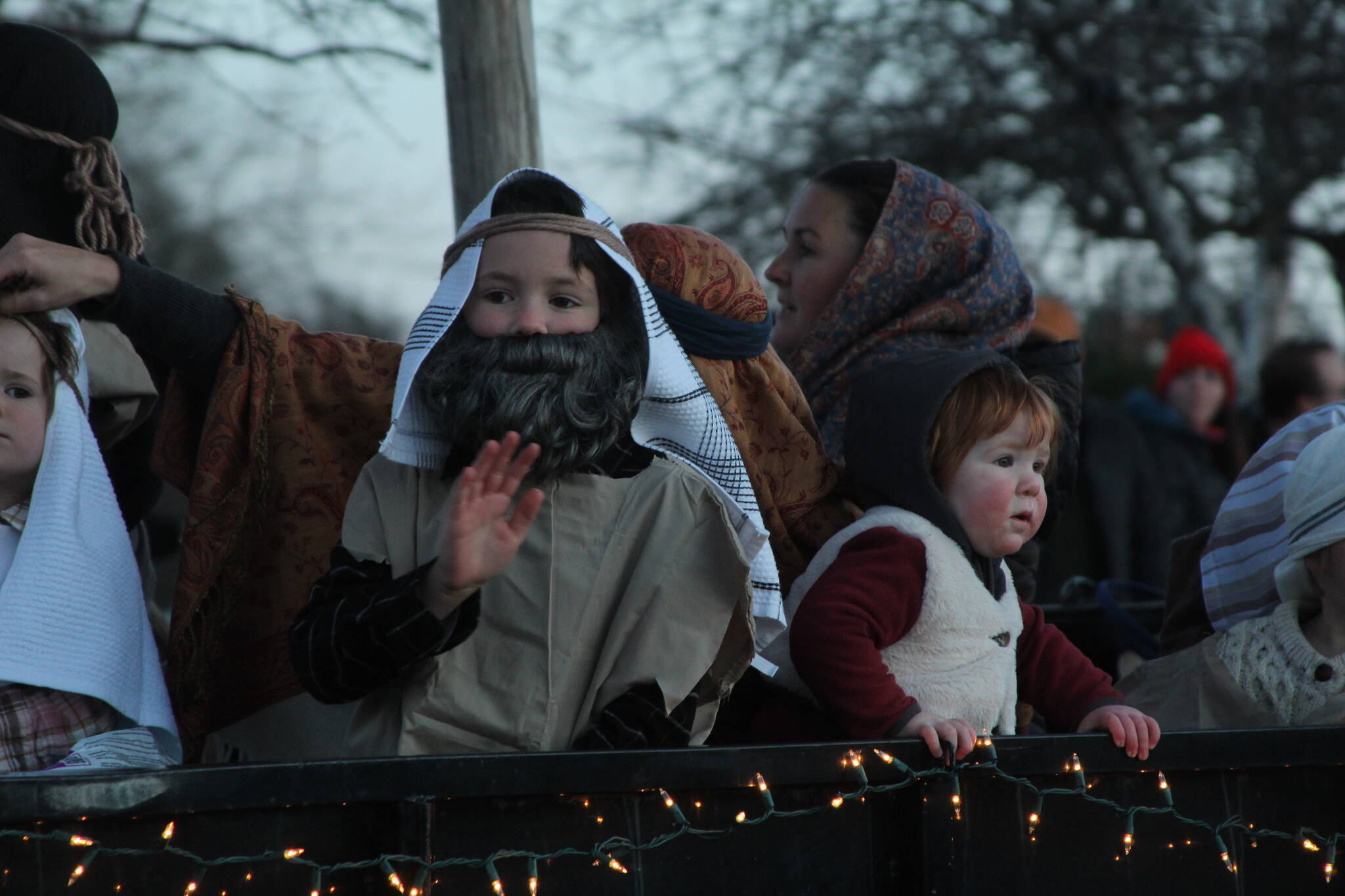 Photo by Karina Andrew/Whidbey News-Times
A pair of young shepherds ride in a parade nativity in Coupeville.