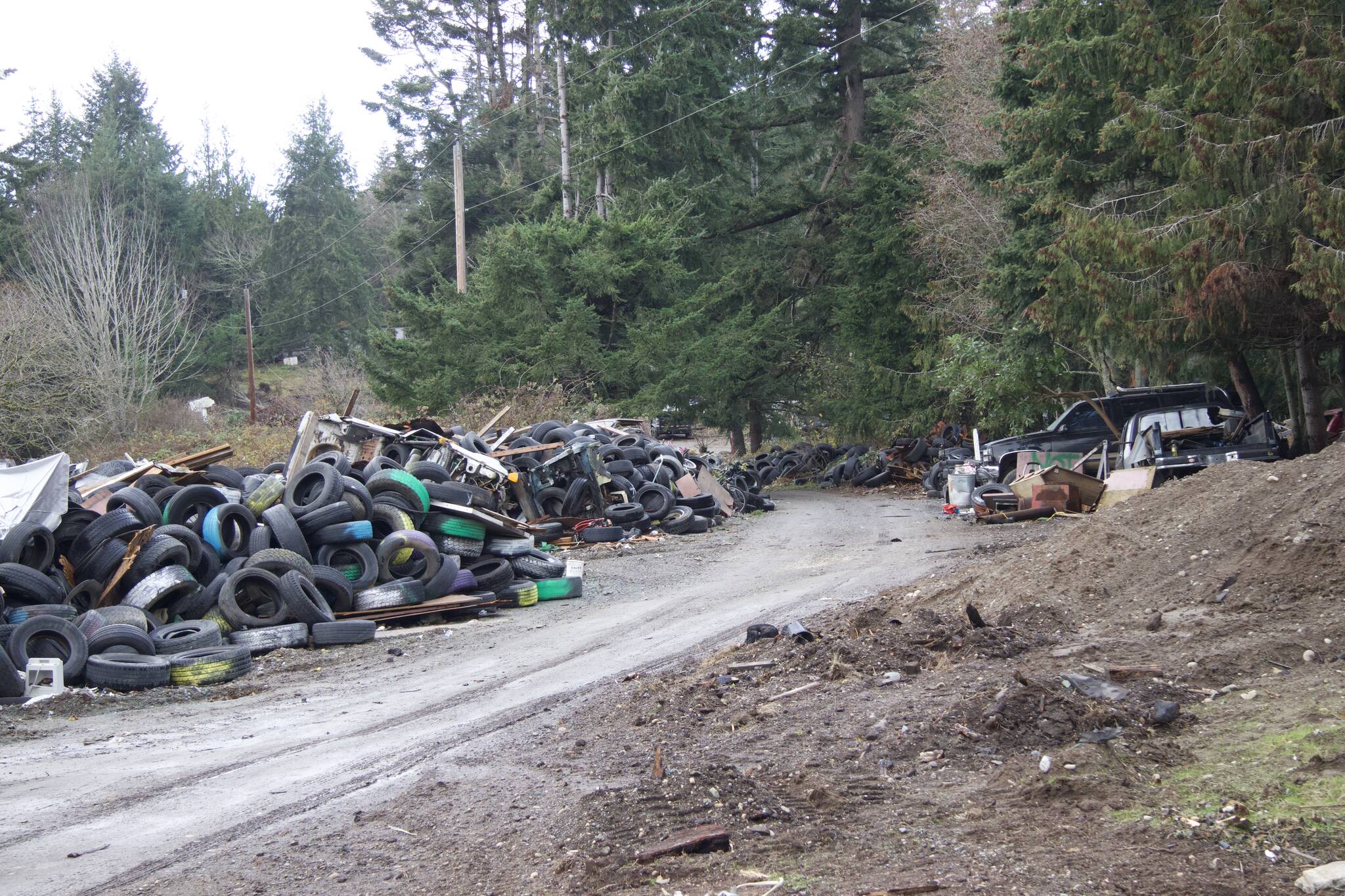 Photo by Rachel Rosen/Whidbey News-Times
Tires, bicycles and vehicles are among the garbage that has been dumped on the North Whidbey property.