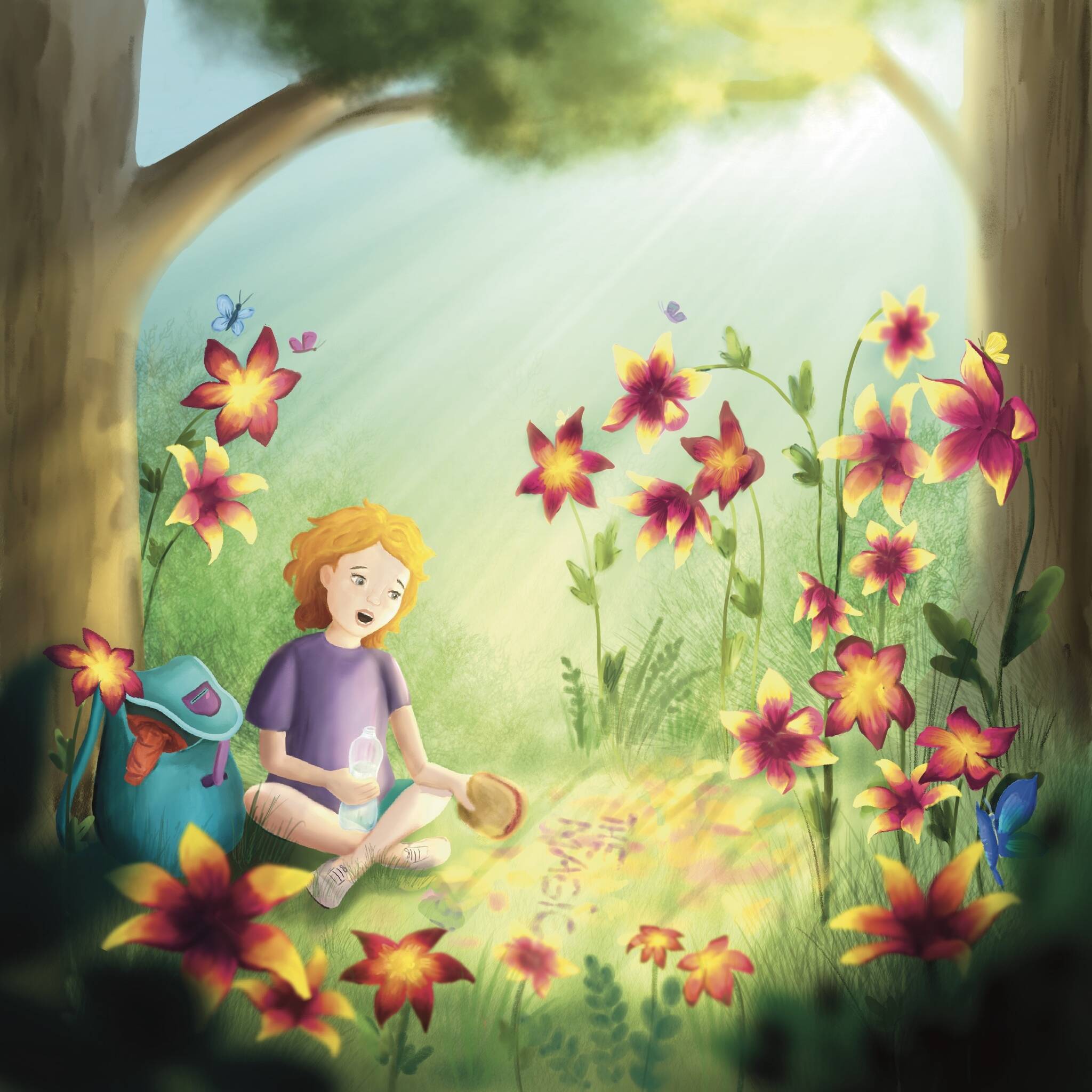 Frankie travels through a beautiful, serene forest. (Illustration provided)