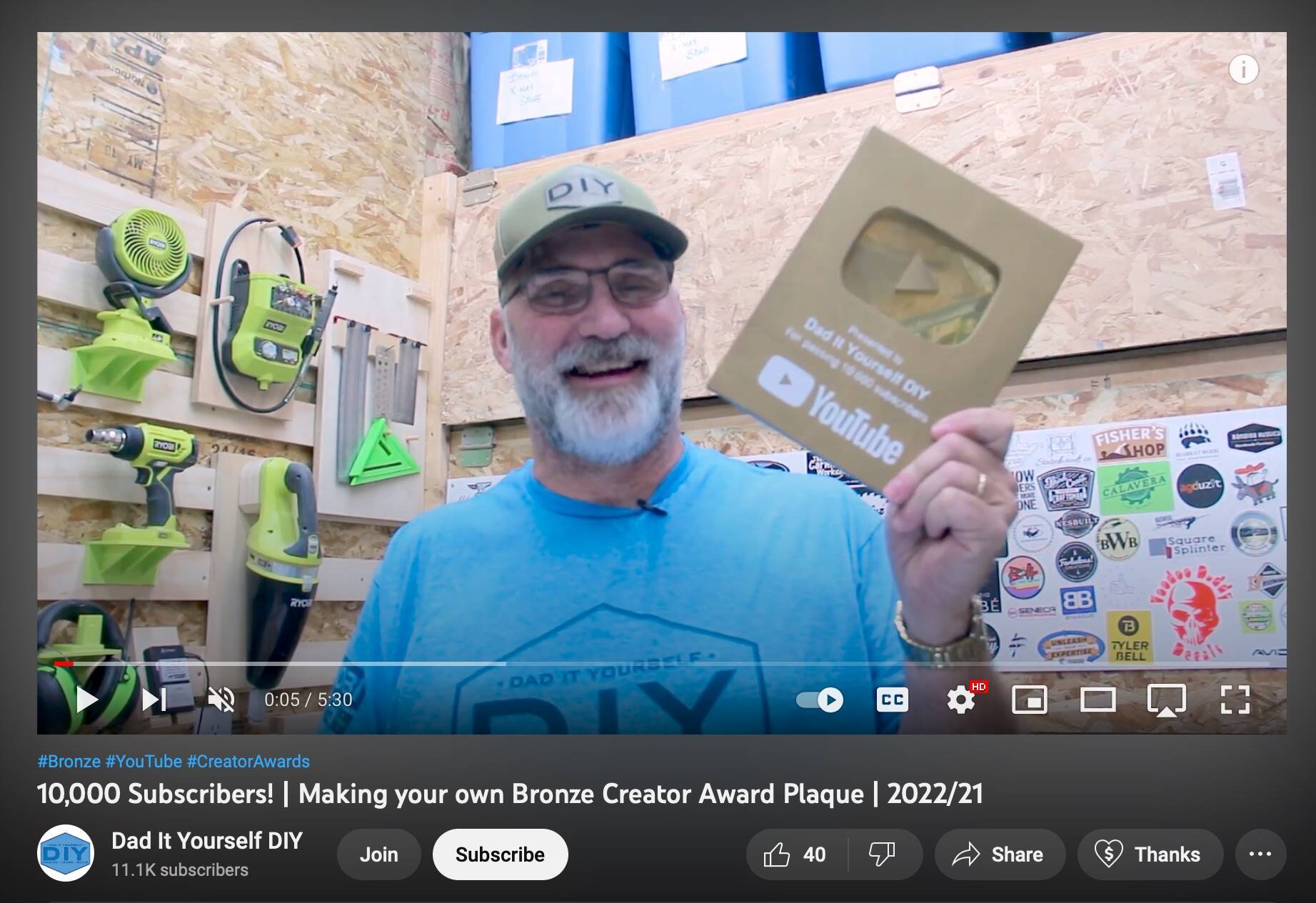 Scott Oram’s YouTube channel Dad it Yourself DIY now has 11,000 subscribers.
