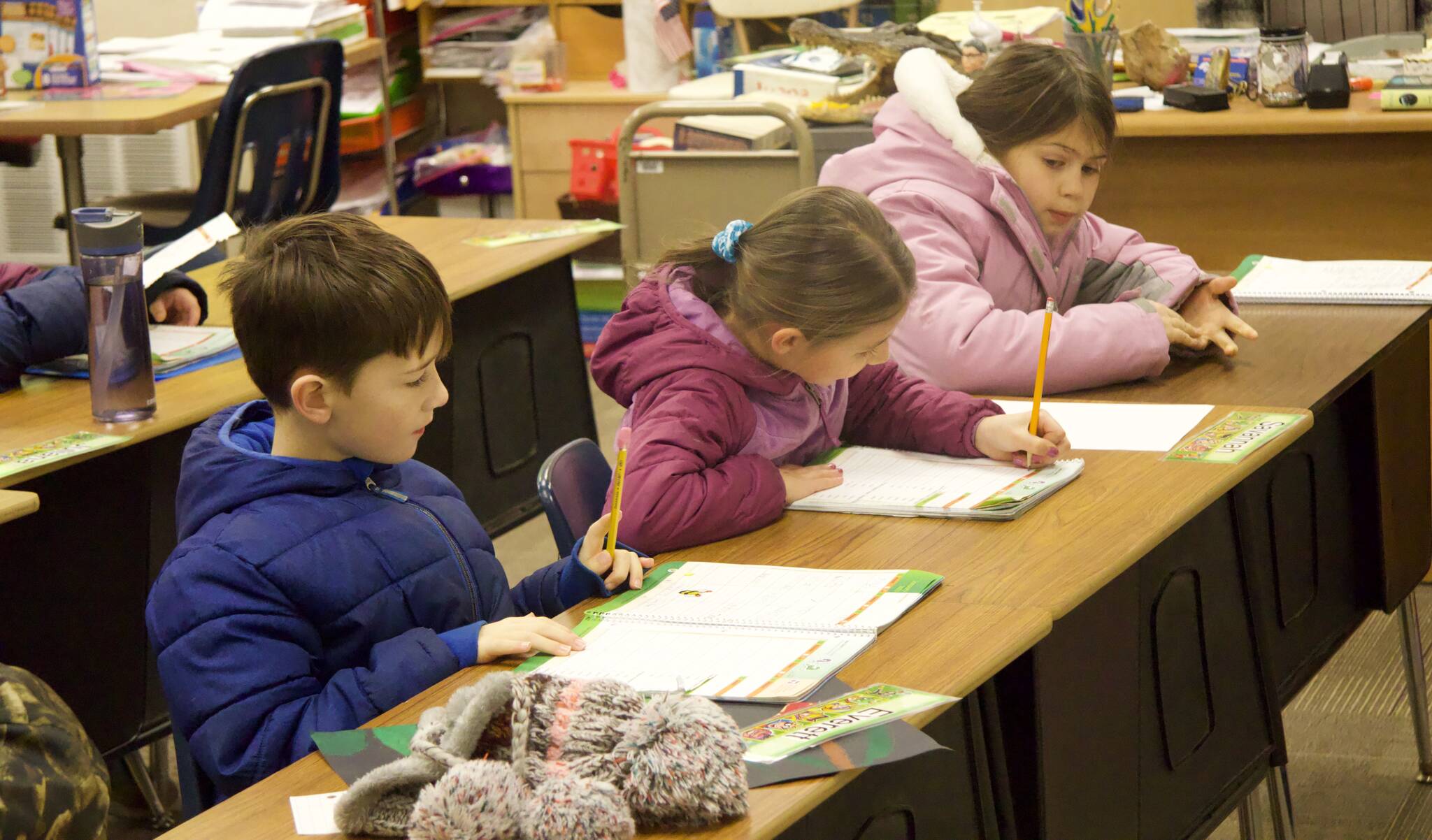 All third graders at Crescent Harbor Elementary have most of their classes in portable classrooms, temporary structures with less heating and no bathrooms or running water. (Photo by Rachel Rosen/Whidbey News-Times)