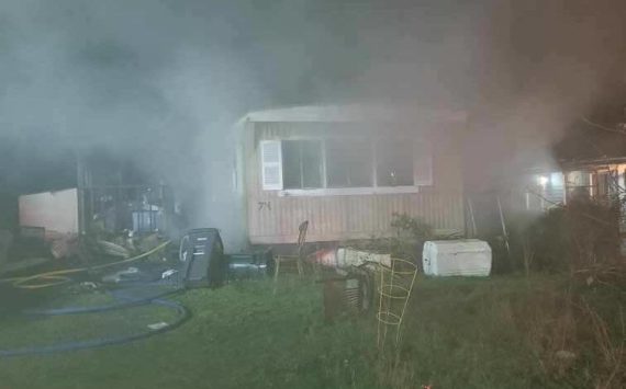 Photo provided
A single-wide trailer in Whispering Pines was destroyed in a structure fire Thursday night.