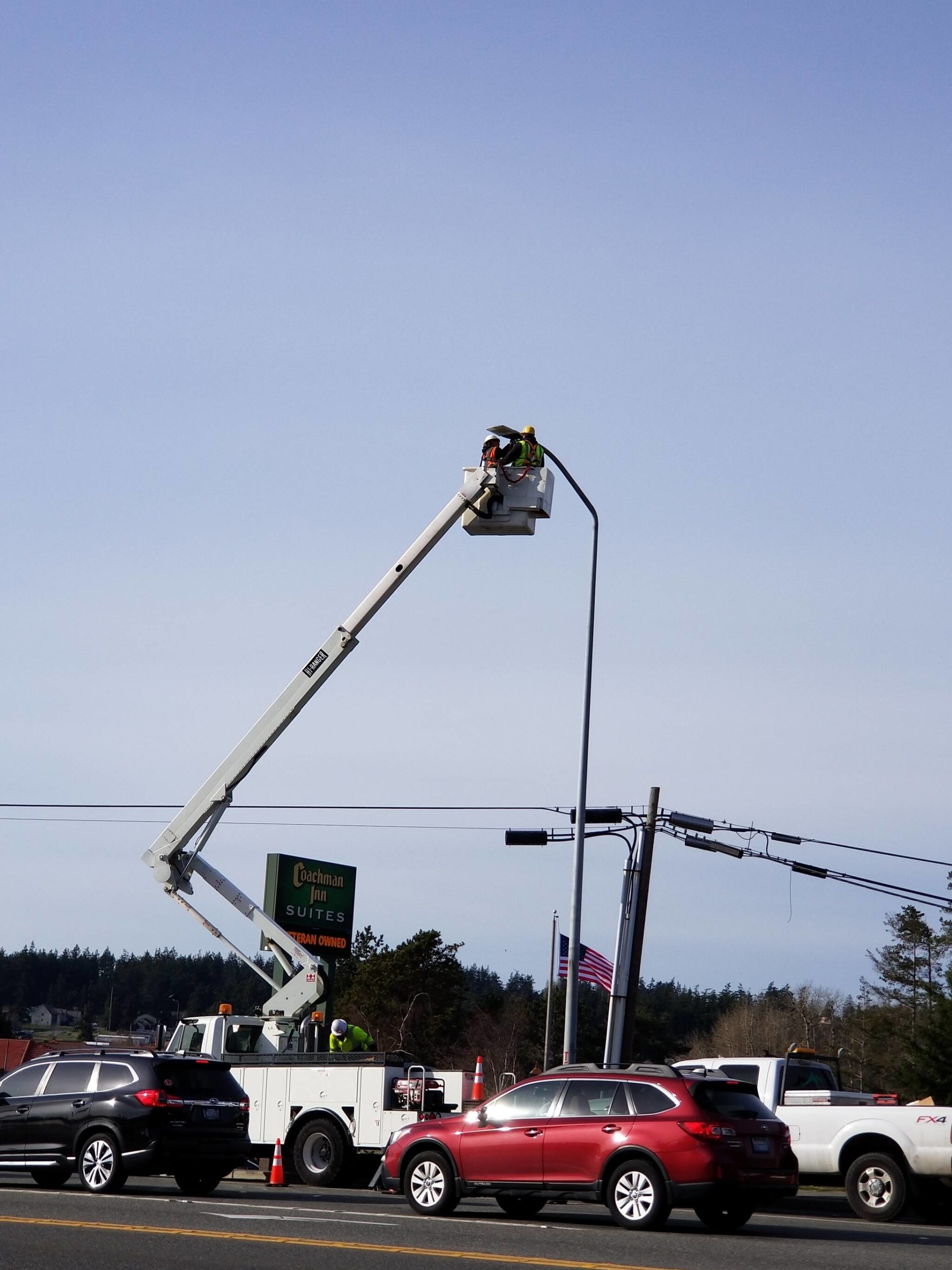 The vendor of faulty purple street lights is in the process of replacing the lamps in Oak Harbor. (Photo provided)