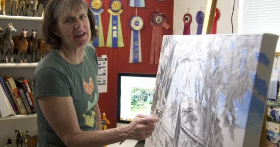 Photo by Rachel Rosen/Whidbey News-Times
Stacey Neumiller works on her latest piece.