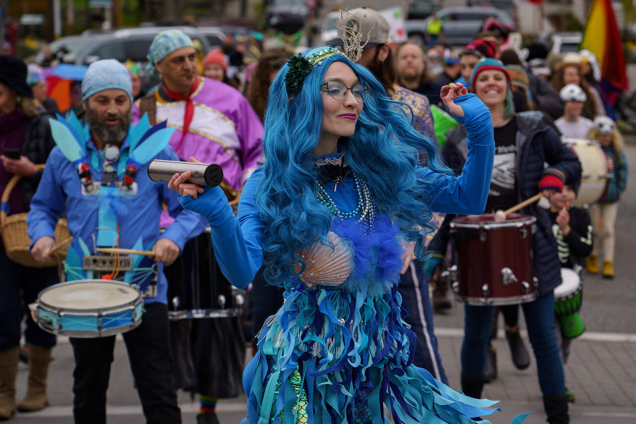 Photo by David Welton
A blue-haired mermaid was a participant of Saturday’s Welcome the Whales parade.