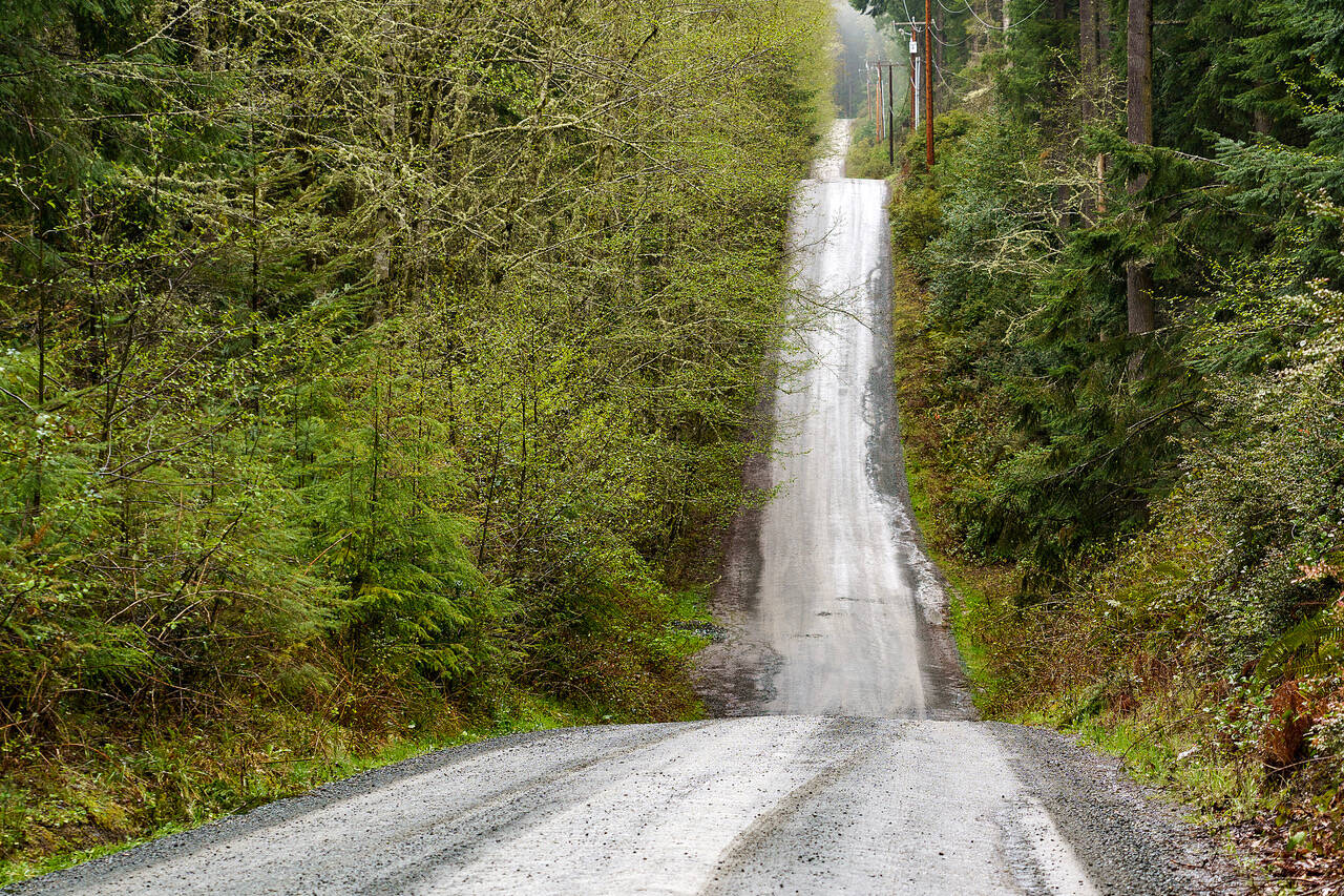 Crawford Road is a narrow and hilly private road. (Photo by David Welton)