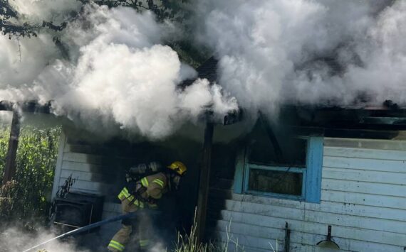 Photo provided
A house on South Whidbey caught fire Sunday morning.