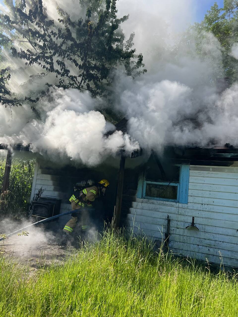 Photo provided
A house on South Whidbey caught fire Sunday morning.