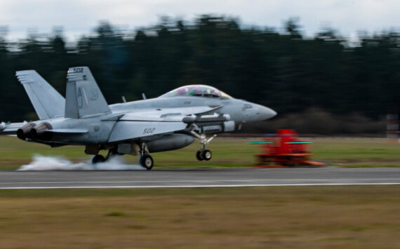 Photo by Joe Kunzler
A Growler practices last year at OLF Coupeville.