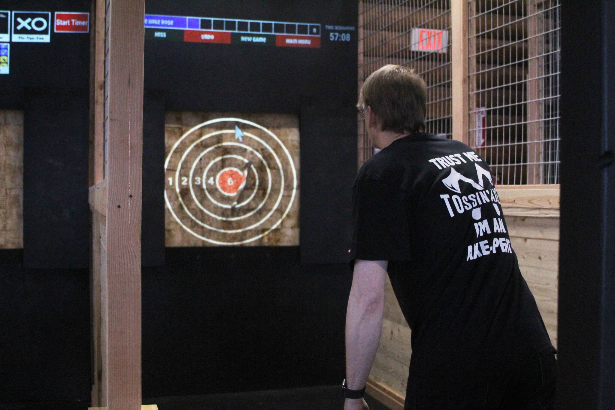 James Croft hits the bullseye. (Photo by Karina Andrew/Whidbey News-Times)