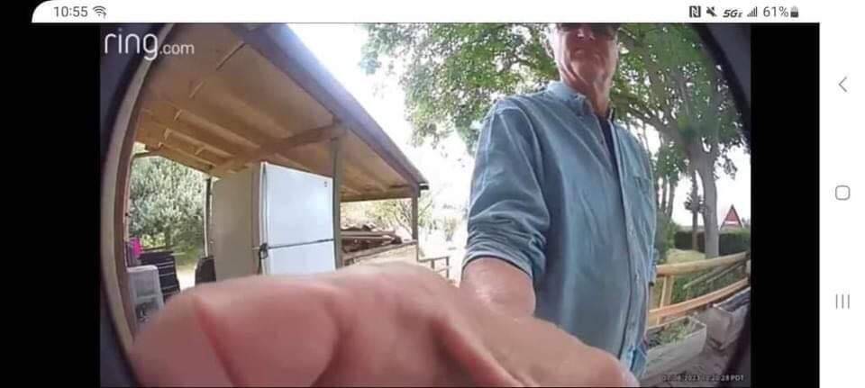 An image captured from a Ring camera shows Langley Mayor Scott Chaplin.