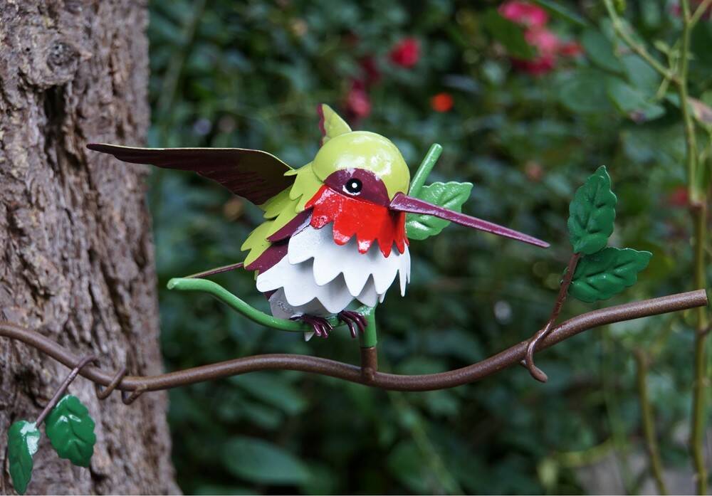Handcrafted, sheet metal birds by Finches and Friends are just one kind of garden art that will be available at the Coupeville Arts and Crafts Festival. (Photo provided)
